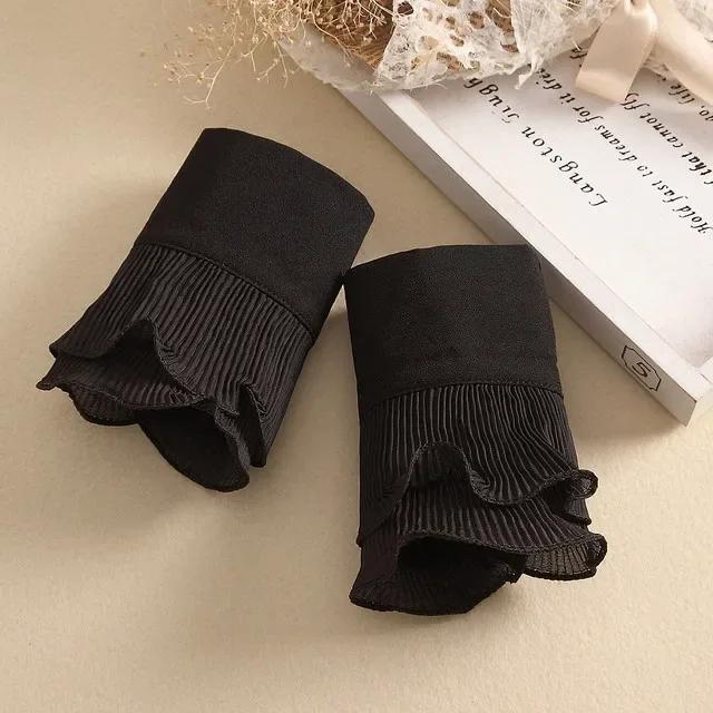 Women Detachable Sleeve Fake Cuffs Female Lace Thin Pleated Flare Sleeve False Cuffs Ruffles Wristband Decorative Accessory