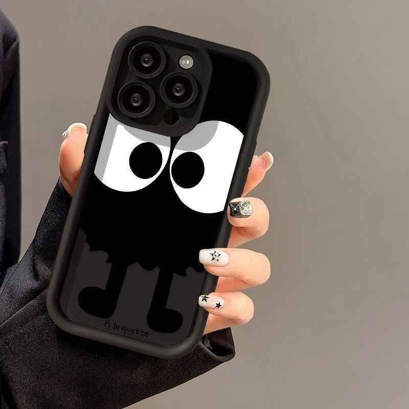 Big Eyes Coal Ball Phone Case for Apple iPhone 17PRO/16PLUS/15/14/13/X - Soft & Cute Niche Design