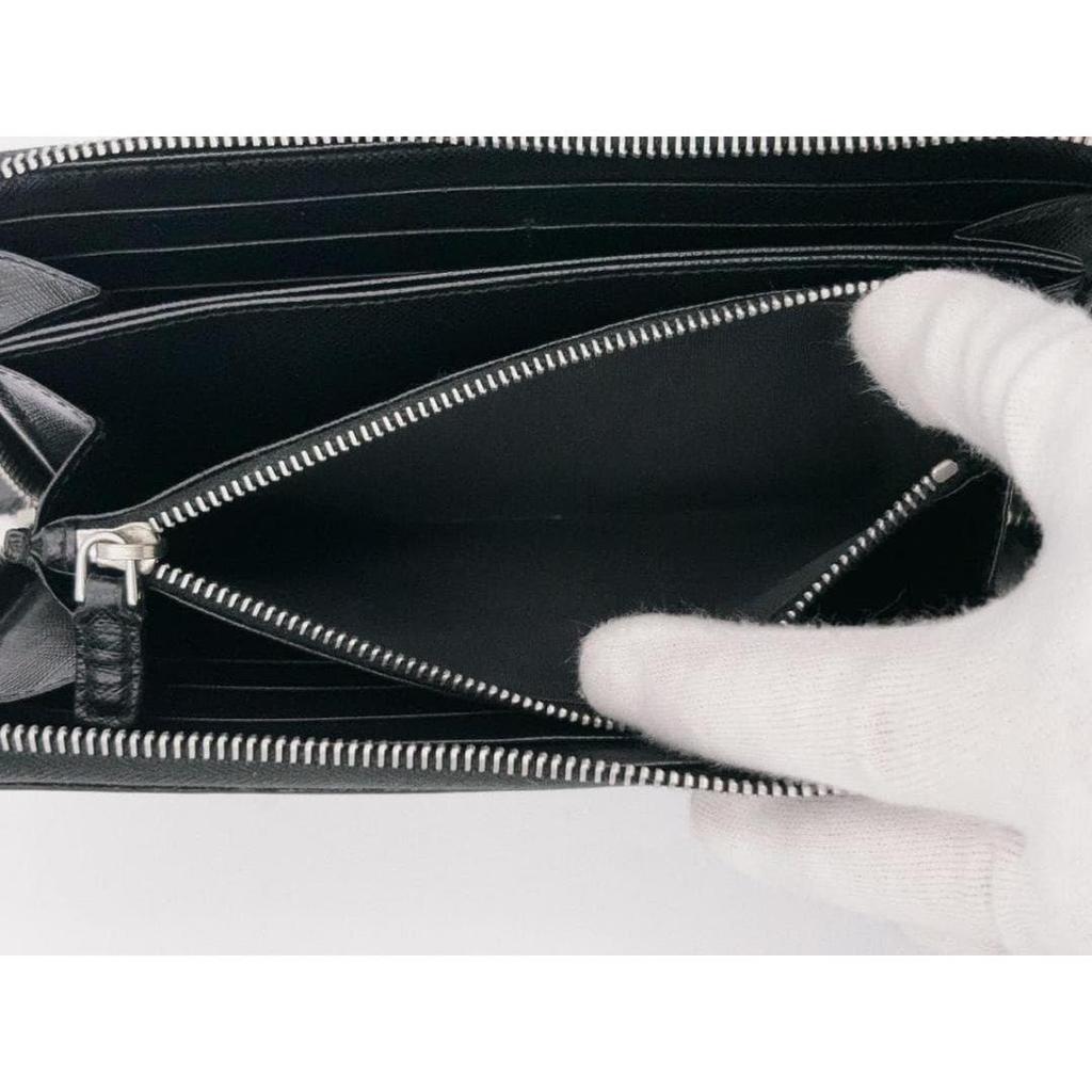 Used Prada Long Wallet, Round Zipper, Saffiano Leather, Black, with Box, Beautiful Condition