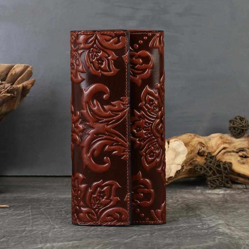 

Chinese Embossed Genuine Leather Wallet for Women, Long Style, 30% Off, Large Capacity Handbag