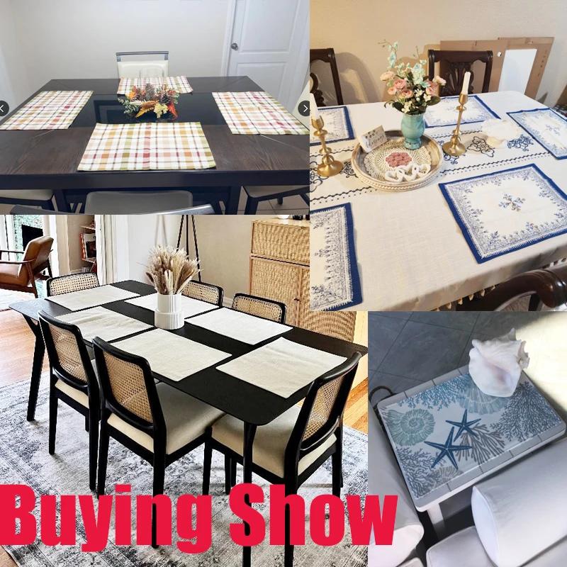 1/4/6/8pcs Placemats Light Luxury Black Golden Table Mats Greece Geometric Printed Rectangle Waterproof Table Pad Room Decor