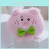 Charming Small Pig Plush Doll Keychain Accessory With Colorful Bow Tie Design