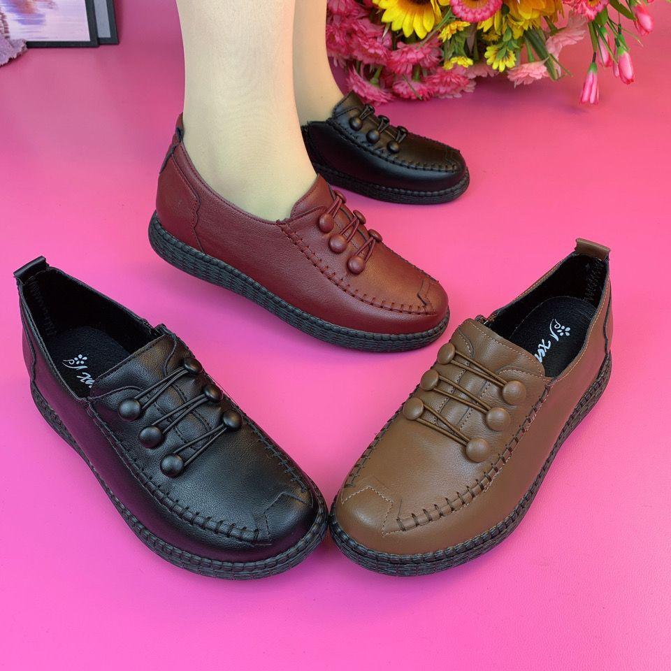 2024 Fashion Women Leather Flats Spring Shoes Comfort Fashion Classic Loafers Casual Leather Shoes Women Large Size 42 Flat Shoe