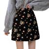 High-Waist Floral Print A-Line Midi Skirt for Women - Retro Hong Kong Style, Versatile and Slimming Design for Autumn/Winter