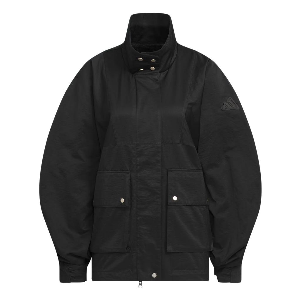 Adidas Lux Ad Woven Jacket Sports Stand Collar Casual Loose Jacket Women Jacket Black JN9980