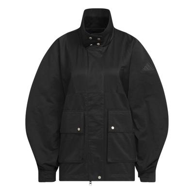 Lux Ad Woven Jacket Sports Stand Collar Casual Loose Jacket Women Jacket Black JN9980