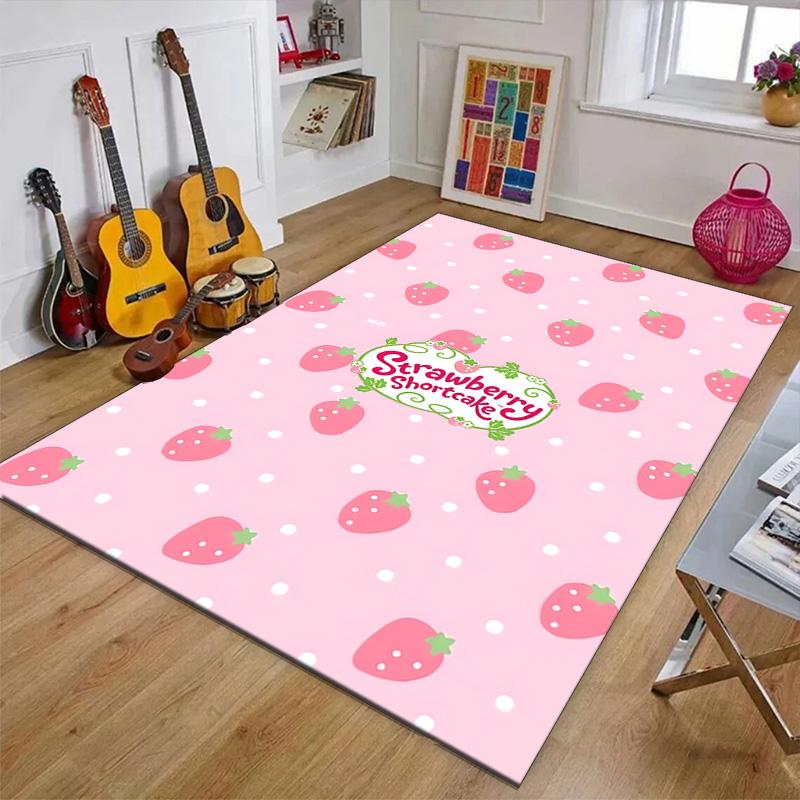 1pc Princess Strawberry (7) Design Printed Area Rug Carpet for Bedroom Living Room Home Decor Rugs Mat Non Slip Mat Rug for Bedside