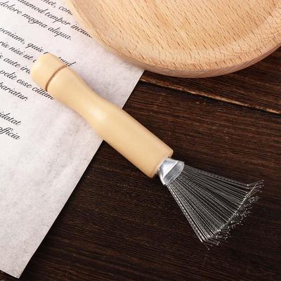 With Metal Wire Hair Brush Cleaner Wooden Handle Salon Rake Dirt Remover   Home