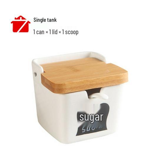 Keramikglas-Gewürzglas mit Deckel und Löffel - Einzelnes kreatives Design