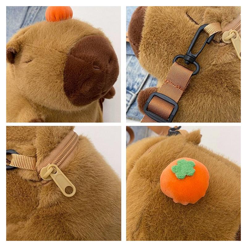 Cute  Capybara Plush Backpack Large Capacity Capybara Crossbody Bag Handbag Soft Capybara School Bag For Girls Birthday Gifts