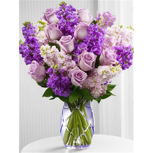 DIY 5D diamantmaleri Blomster Diamantbroderi Helrunde Rhinestones Korssting