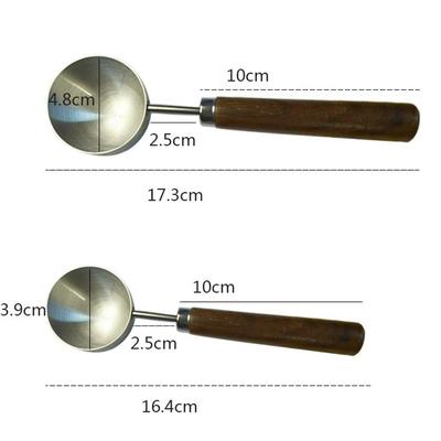 15/30ml Round Coffee Measuring Spoon Home Baking Tool Wooden Handle Tablespoon Spoon Measuring Tools for Kitchen Stainless Steel
