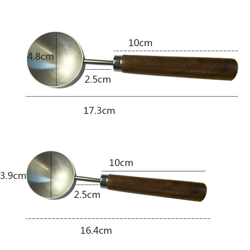 15/30ml Round Coffee Measuring Spoon Home Baking Tool Wooden Handle Tablespoon Spoon Measuring Tools for Kitchen Stainless Steel