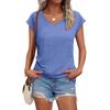Women's Summer Fashion V-neck Solid Color Short Sleeve T-Shirt Casual Top