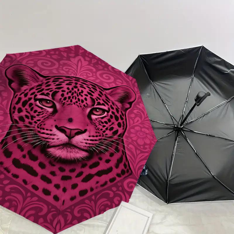 1PC leopard pattern Automatic Open/Close Umbrella Compact Folding Umbrella with 8-Rib Shaft lightweight esign, Fashion Lovers1241A