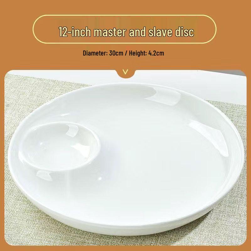 Zhishi Pure White Ceramic Divided Dumpling Plate