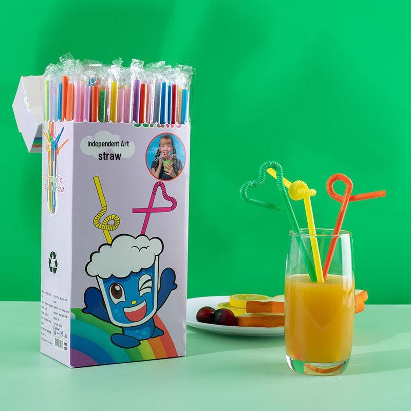 ZISIZ Disposable Colorful Art Straws