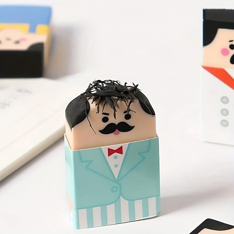 1pc Random Style Novelty for Man Eraser - Cute Crazy Old for Man Design, Light Blue Suit & Striped Pants with Red Bow Tie