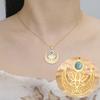 LIKGREAT Lotus Flower Necklace for Women Stainless Steel Healing Engrave Crescent Yoga Pendant Buddhism Amulet Jewelry