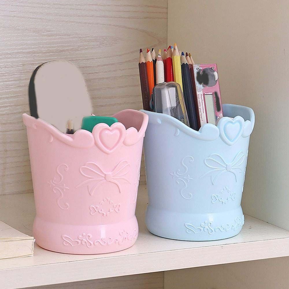 Candy Color Cute Bow Pencil Holder Heart Stationery Container Kawaii Carved Pen Case  Student