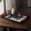 Tray with Handles Rectangular Metal Frame Platter for Desktop, Coffee Table, Vanity Creamy