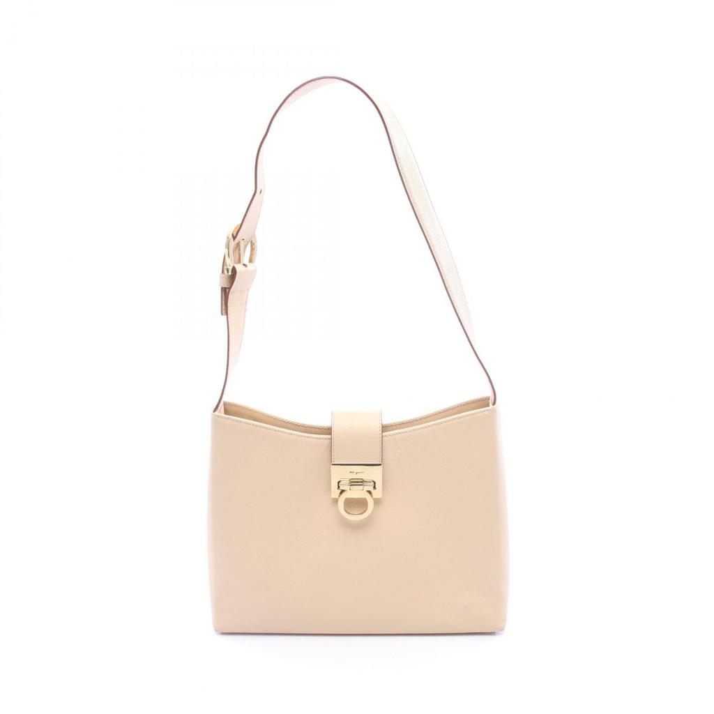 Used Salvatore Ferragamo Gancini Shoulder Bag leather Beige Used Women