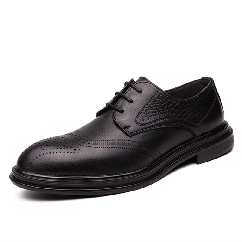 Fashion Men Oxfords High Quality Split Leather Men's Dress Shoes Luxury Brand Driving Shoes Brogue Lace Up Men's Casual Shoes