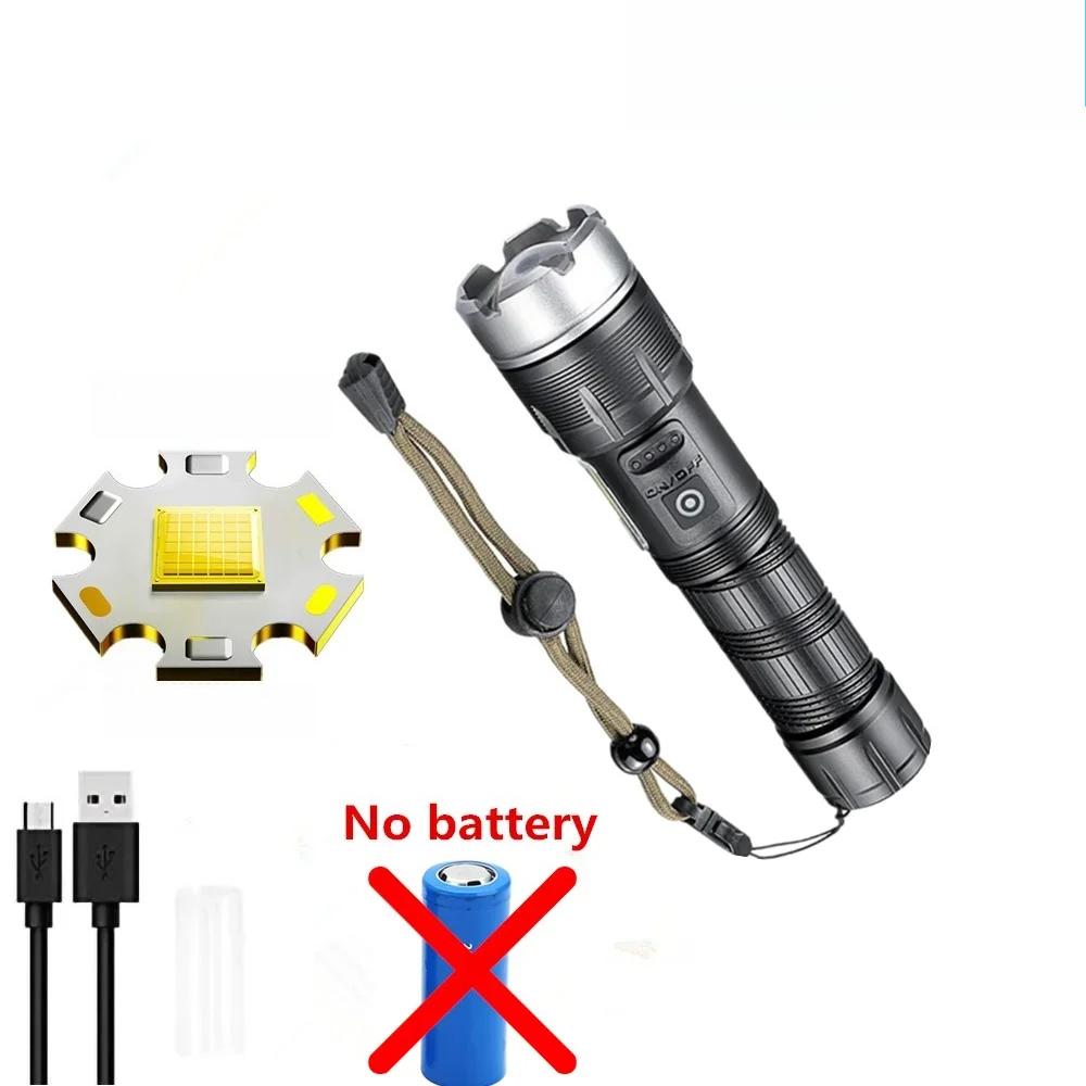 

Яркий прожектор Дальнобойный светодиодный фонарик Зарядка Type-C Лампа сильного света Фонарь Водонепроницаемый Зум Открытый фонарь No battery