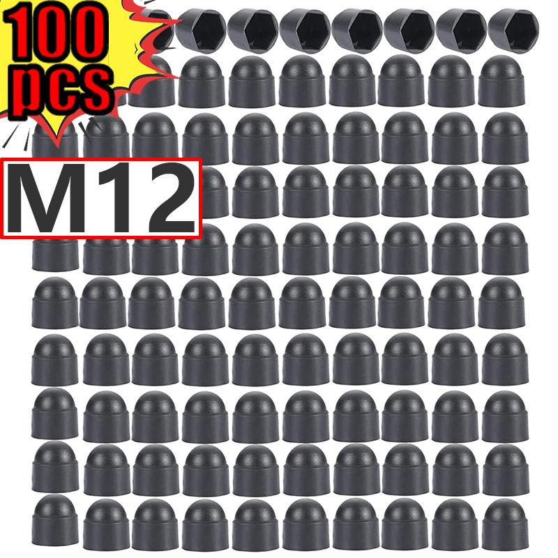 100pcs Screw Protection Cap Cover Bolt Nuts M6 M8 M10 M12 Exposed Hexagon Plastic Front Rear Door Deco for Car Motorcycle