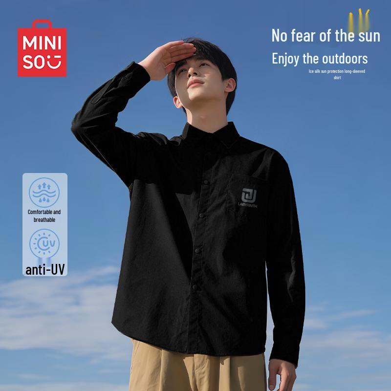 MINISO Men's Ice Silk Quick-Dry Sun Protection Polo Shirt