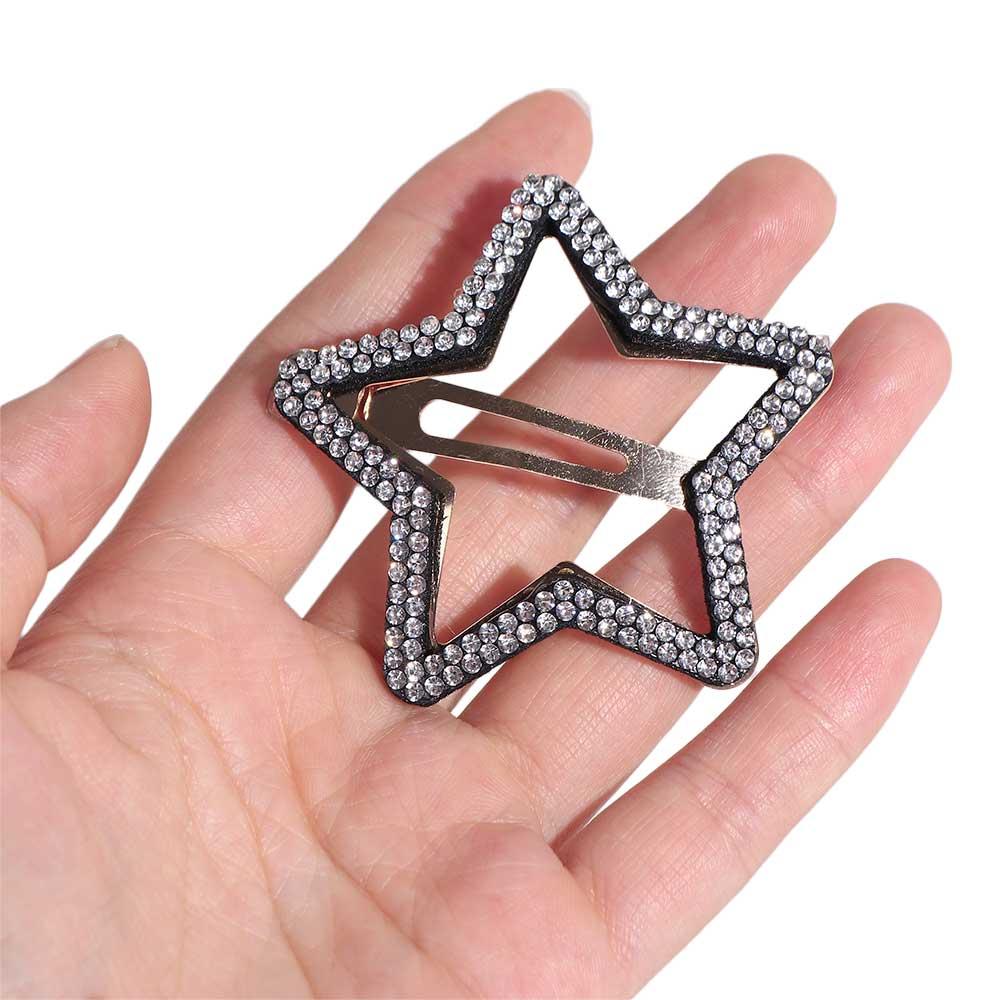 Geometric Rhinestone Star BB Clip\ Metal Hollow Hair Clip Elegant Star Side Clip  Girls