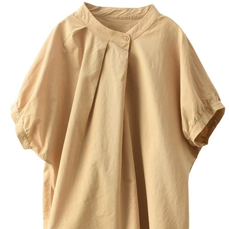 DIMANAF 2026 Summer New Plus Size Women Blouse Shirt Elegant Lady Tops T-Shirt Solid Cotton Fashion Casual Clothing