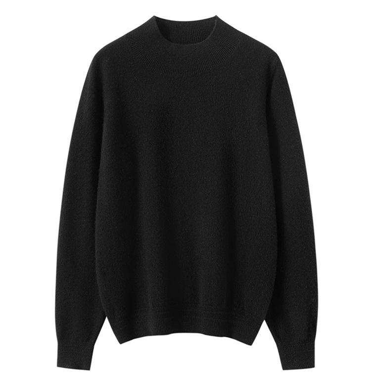 Women's 100% Cashmere Half-High Collar Slimming Knit Pullover Sweater