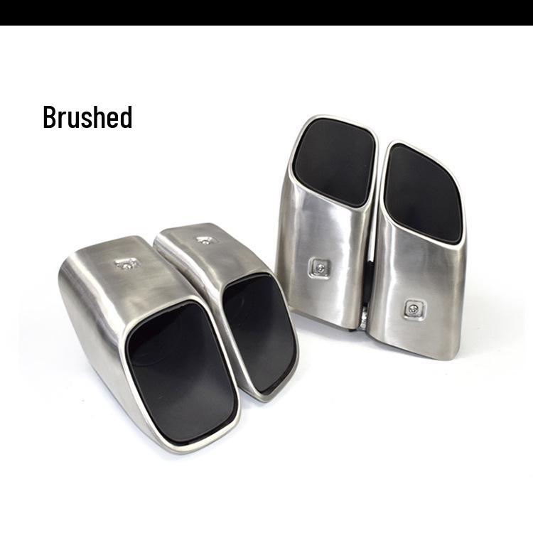 Black Titanium Mirror Silver Quad Exhaust Tips for 2014-2021 Porsche Macan/Cayenne Turbo