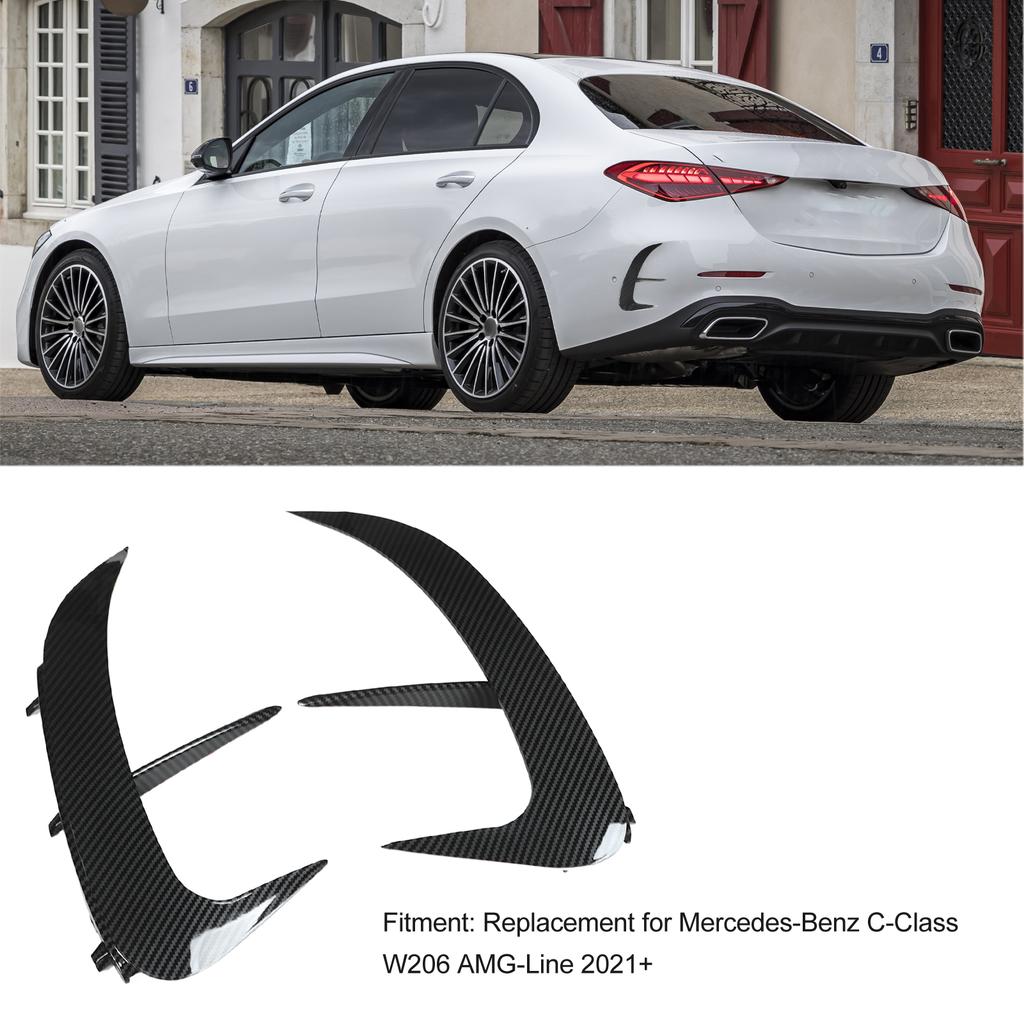 Rear Bumper Vent Cover Spoiler ABS Replacement for ‑ C‑Class W206 ‑Line 2021 and Up
