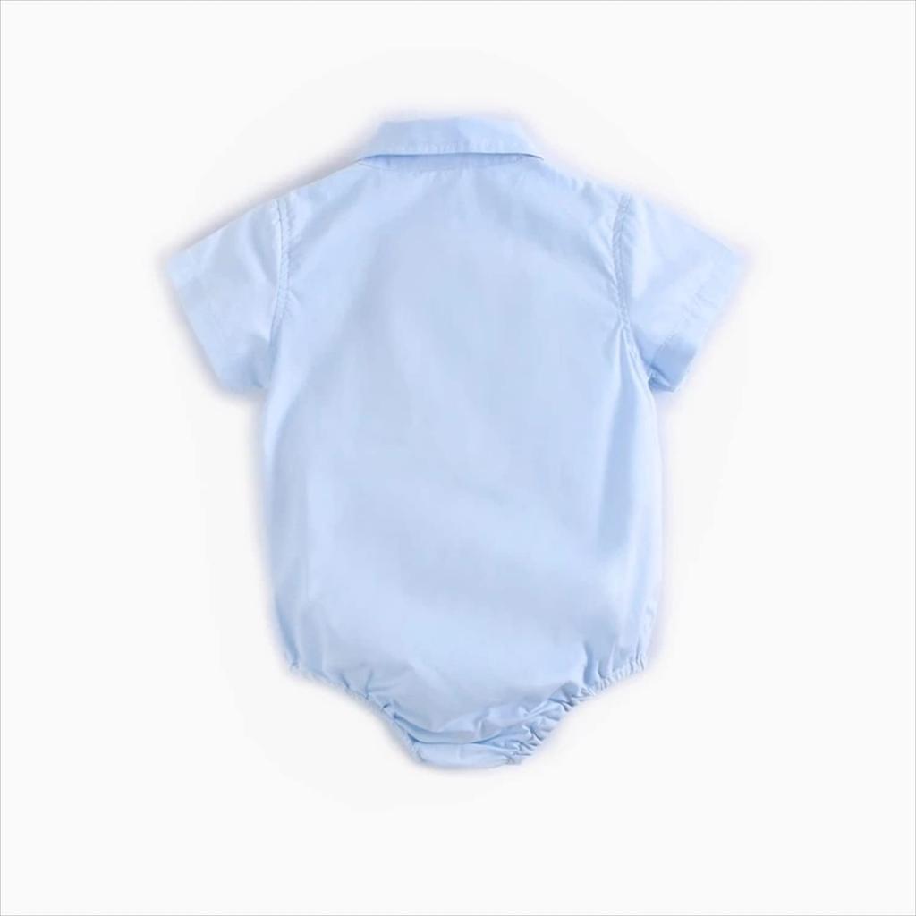 Rompers Jumpsuits for Baby Boys Clothing Short Sleeve Buttons Years Old Cotton Fashion Collared 9378 Blue 18Month [Misia Luxury] Children's