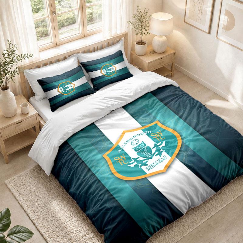 Bedding Set 1 Duvet Cover 2 Pillowcases Sheffield Wednesday Print Bedroom Home Decoration