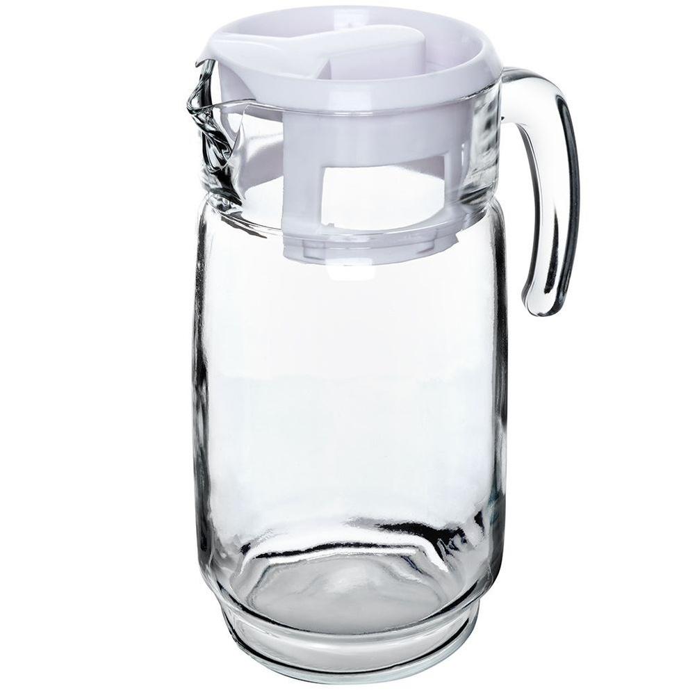 Jug for Drinks, Water, Juice, Lemonade, Glass with Lid, Large, 2L