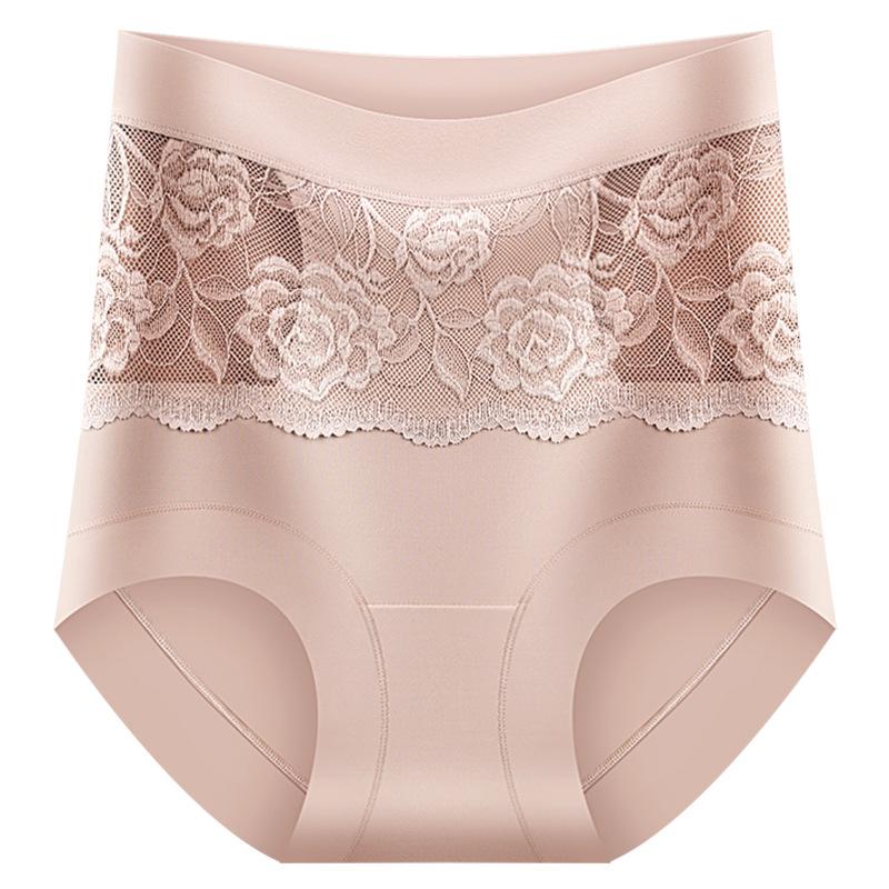 Women's Summer New Sexy Rose Fragrance 10A Antibacterial High Waist Belly Ice Silk No Trace Breathable Briefs