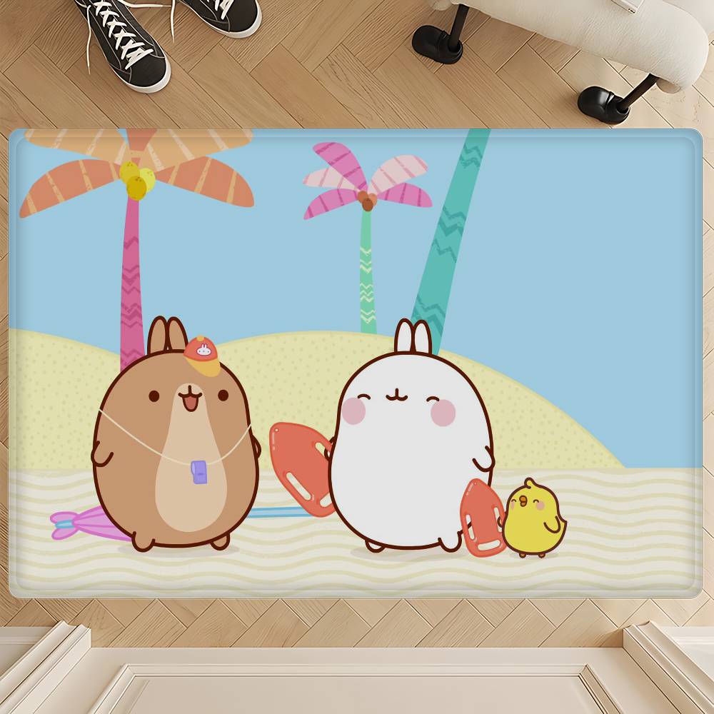 Kawaii Molang Floor Mat Rectangle Anti-slip Home Soft Badmat Front Door Indoor Outdoor Mat Modern Home Decor