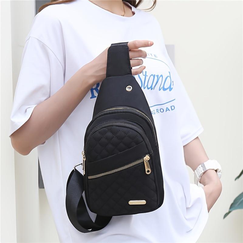 Casual Sling Bag, Quilted Chest Crossbody Purse with Multiple Pockets, Roomy Practical Shoulder Bags for Versatile Daily Use