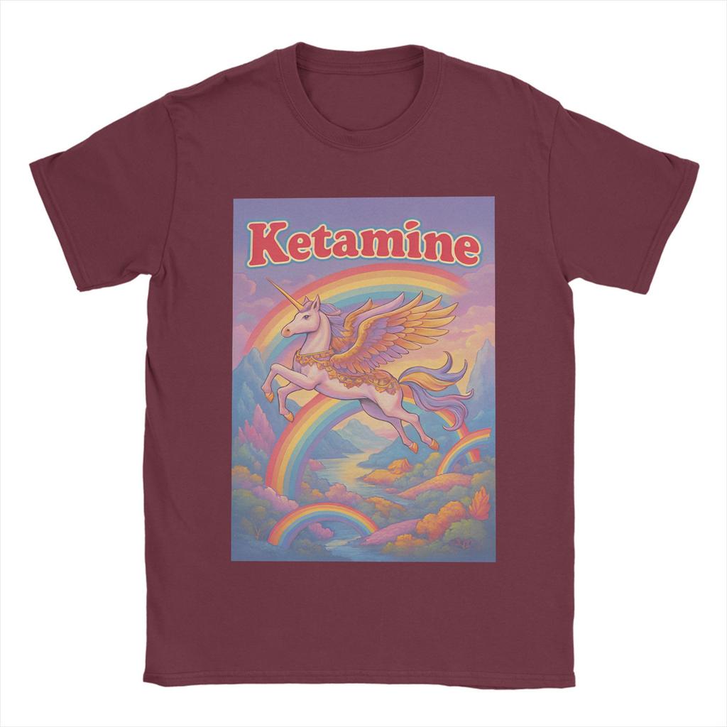 Ketamin Einhorn T-Shirt Sommer Klassische T-Shirts 100% Baumwolle Hipster T-Shirt für Paare Kurzarm Lässige Oberteile