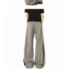 Mens Vintage Pleated Wide Leg Trousers Casual Loose Straight Fit Dress Pants