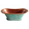 Slanting Base Copper Bathtub Copper Interior & Blue Green Patina Exterior Finish