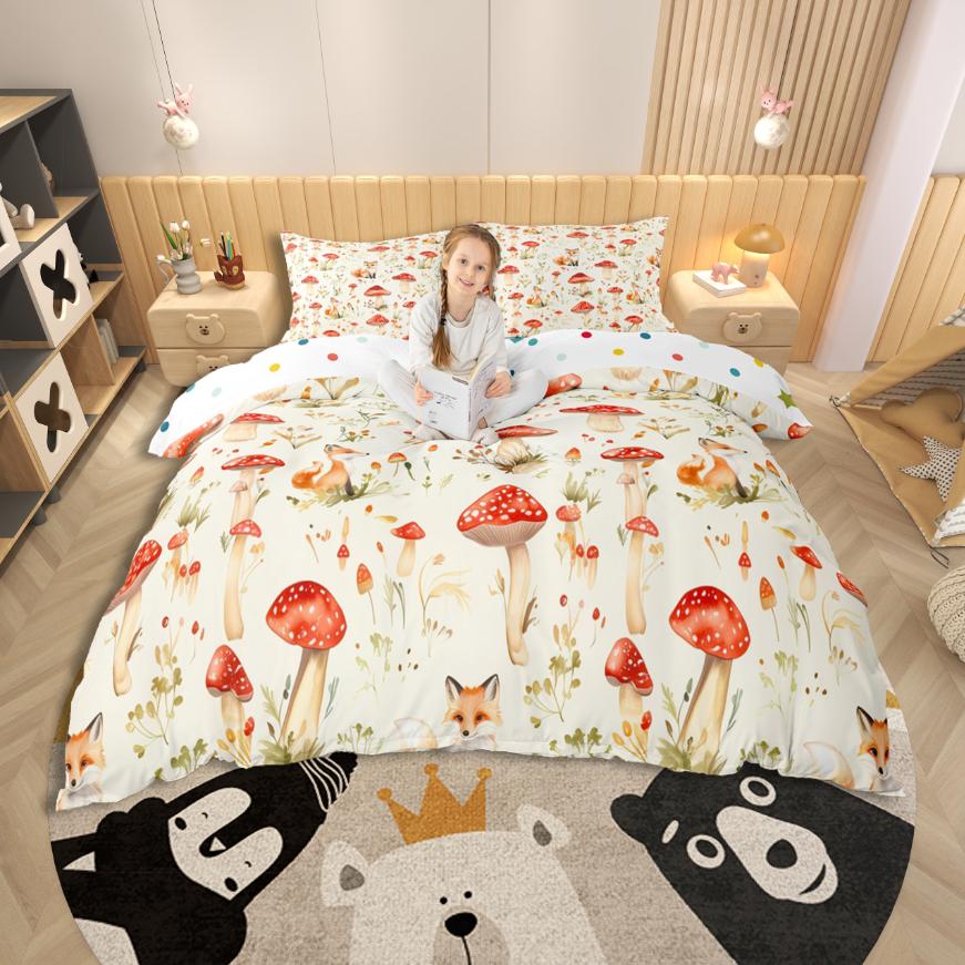 Homewish Kawaii Axolotl Duvet Cover SetCartoon Animal Bedding SetColorful Splash Ink Bed Set For Girls