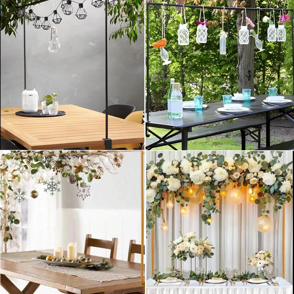 Runtow Gold/Black Metal Adjustable Table Frame,Wedding Table Pole Bracket, Wedding Party Decoration Frame