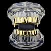 New Custom Fit Rose Gold Color Plated Hip Hop Teeth Grillz Top&Bottom Grill Set for Christmas Party Vampire Tooth Grillz