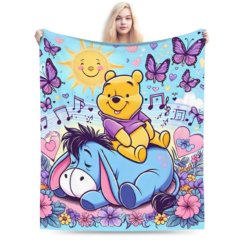 Winnie-the-Pooh Eeyore Blankets Fleece Summer Air Conditioning Cartoon Lightweight Thin Throw Blankets for Home Car Rug Piece