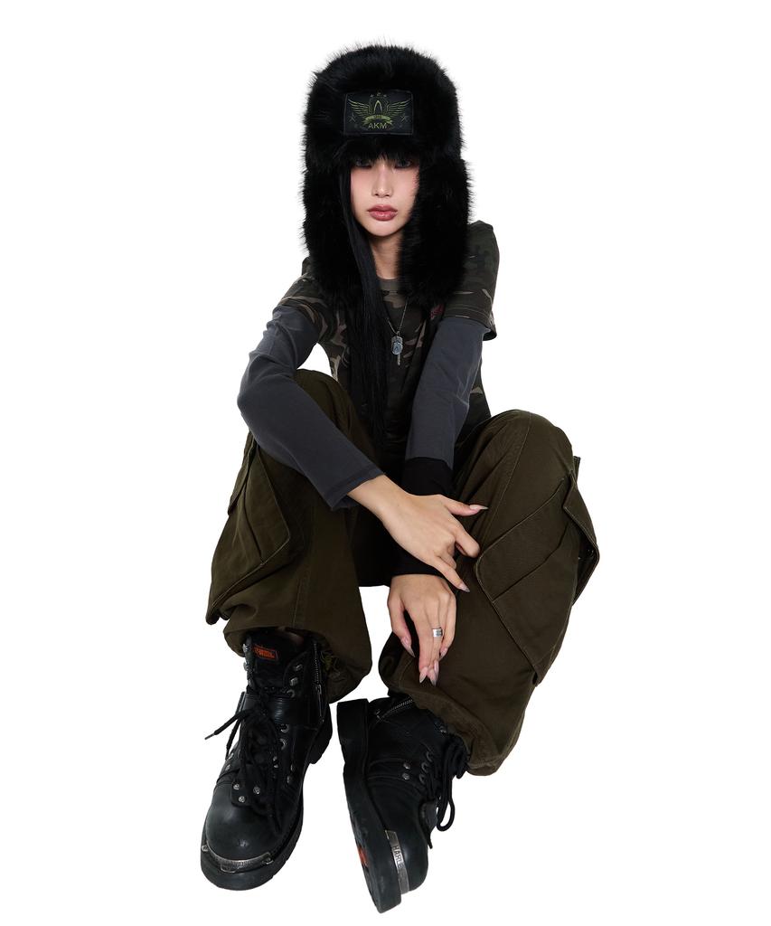 AAKAM Akm Patch Fur Trapper Hat (Black)
