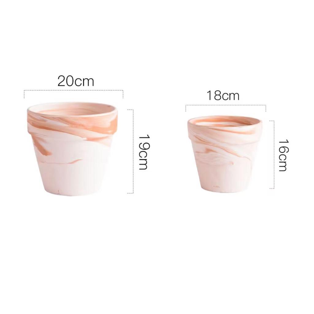 Terracotta Nordic Ceramic Flower Pot with Tray - Large, Coarse Pottery for Succulents and Pothos